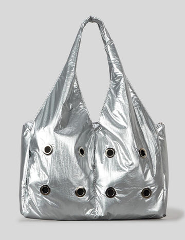 Hollow Studded Solid Large Capacity Shoulder Bag DP25G646