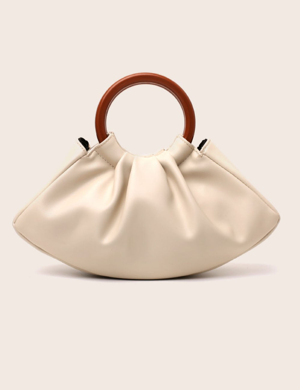Resin Ring Handle Ruched Cloud Tote Purse DP25F708