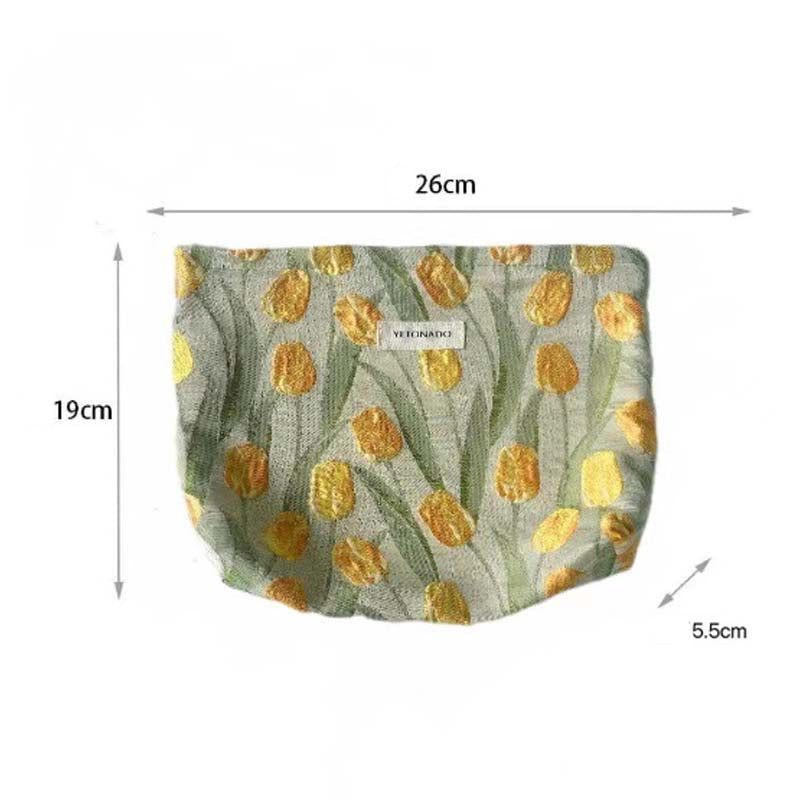 Vintage Tulip Jacquard Large Capacity Makeup Bag MK2BW6W10BOB387