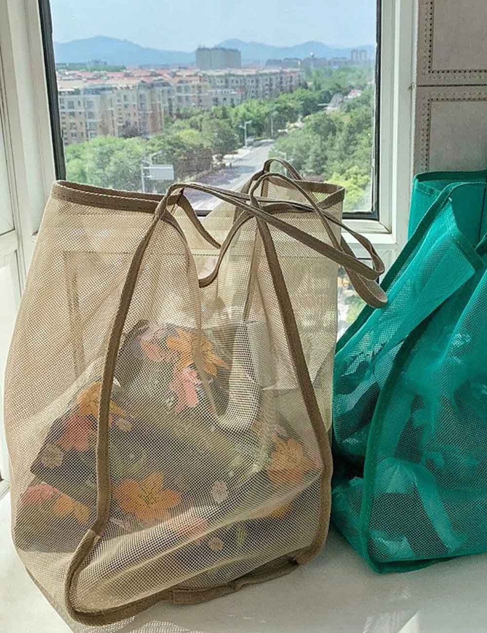 Solid Color Transparent Mesh Storage Bag 8BW6BOB79L