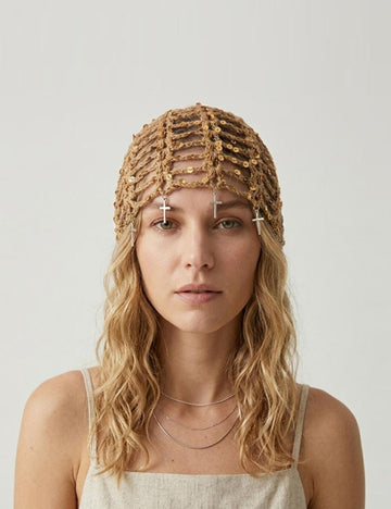 Punk Sequin Skull Cap - DippedShop Wholesale - #1523