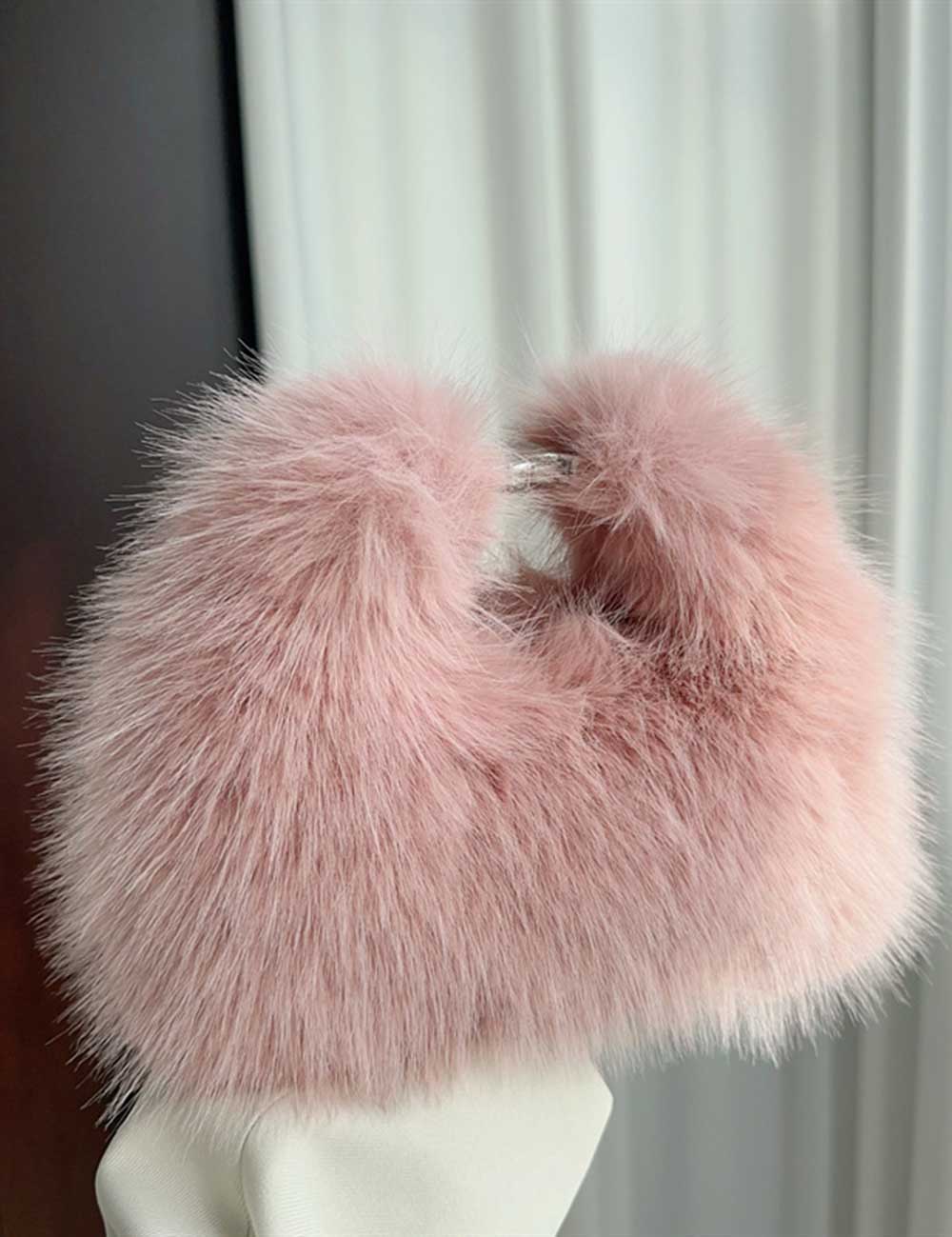 Trendy Faux Fox Fur Mini Furry Evening Bag DP25G657