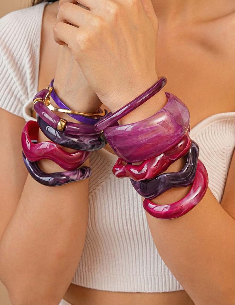 Purple Irregular Acrylic Bracelets - DippedShop Wholesale - #4227