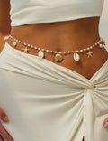 Beach Shell Starfish Charm Beaded Waist Chain 8ZA6JBC68L