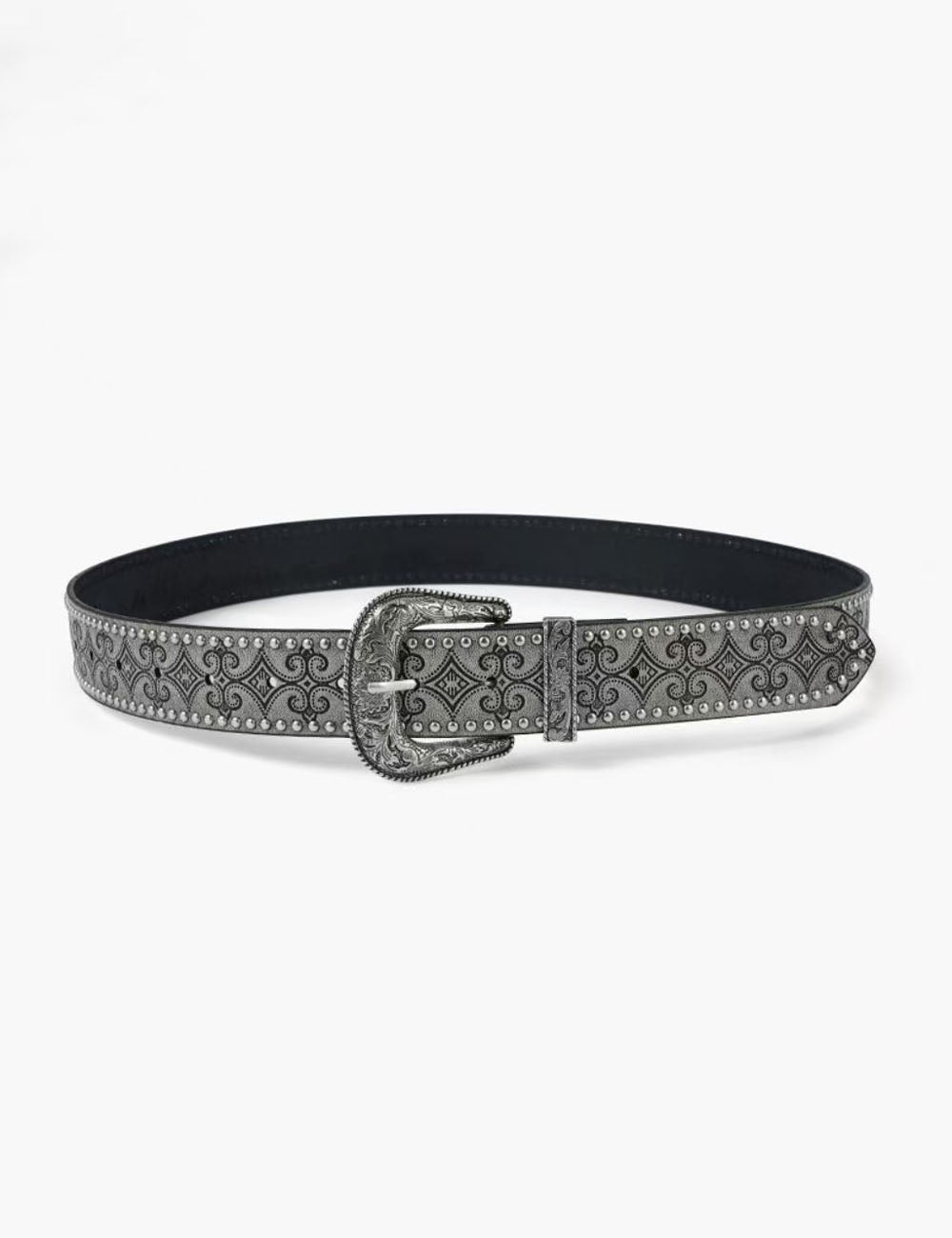 Fashion Floral Embossed Studded Leather Belt MK2LEEP6W6JBT37