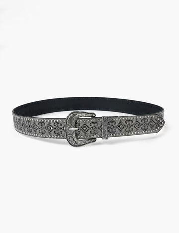 Fashion Floral Embossed Studded Leather Belt MK2LEEP6W6JBT37