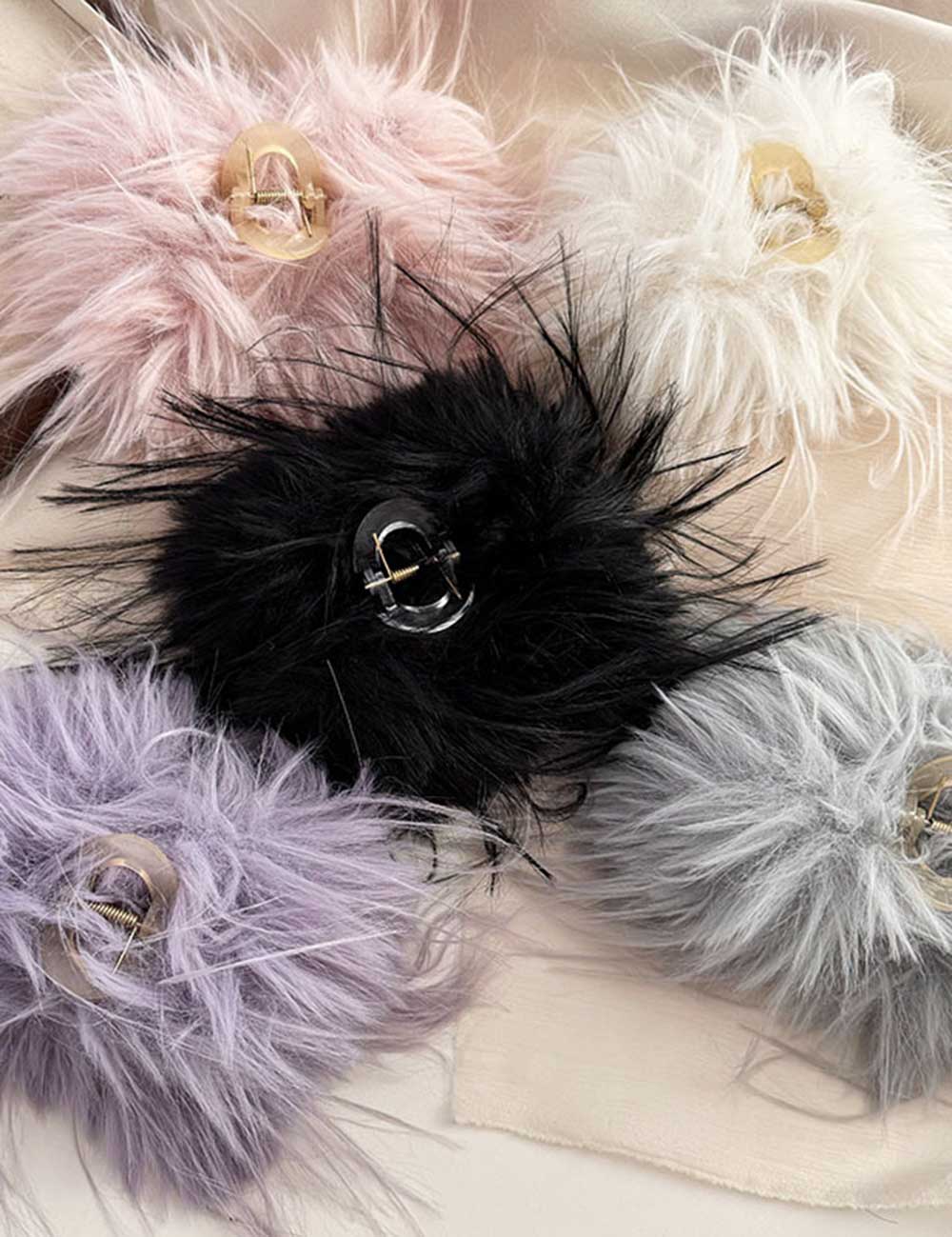 Fluffy Plush Hair Claw - DippedShop Wholesale - #3859