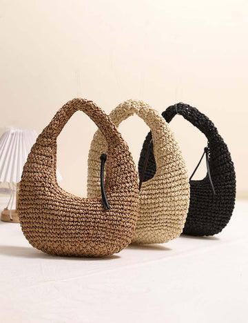 Straw Woven Crescent Handbag - DippedShop Wholesale - #1875