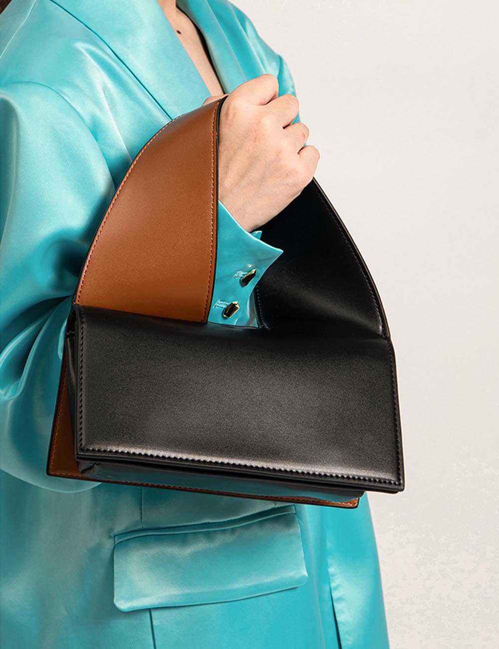 Color Block Twisted Square Tote Shoulder Bag DP25H598