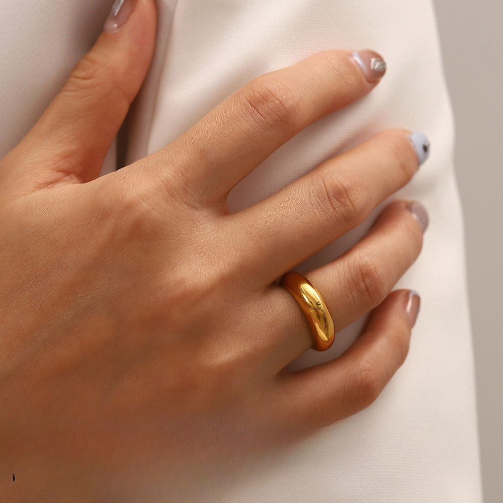 Minimalist Gold Plated Polished Surface Ring 8ZA6JRG144L
