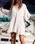 V-Neck Short Sleeve Jumper - DippedShop Wholesale - #6387
