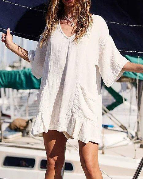 V-Neck Short Sleeve Jumper - DippedShop Wholesale - #6387