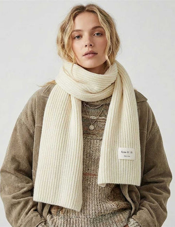 Simple Ribbed Knit Solid Thicken Warm Scarf DP25H664
