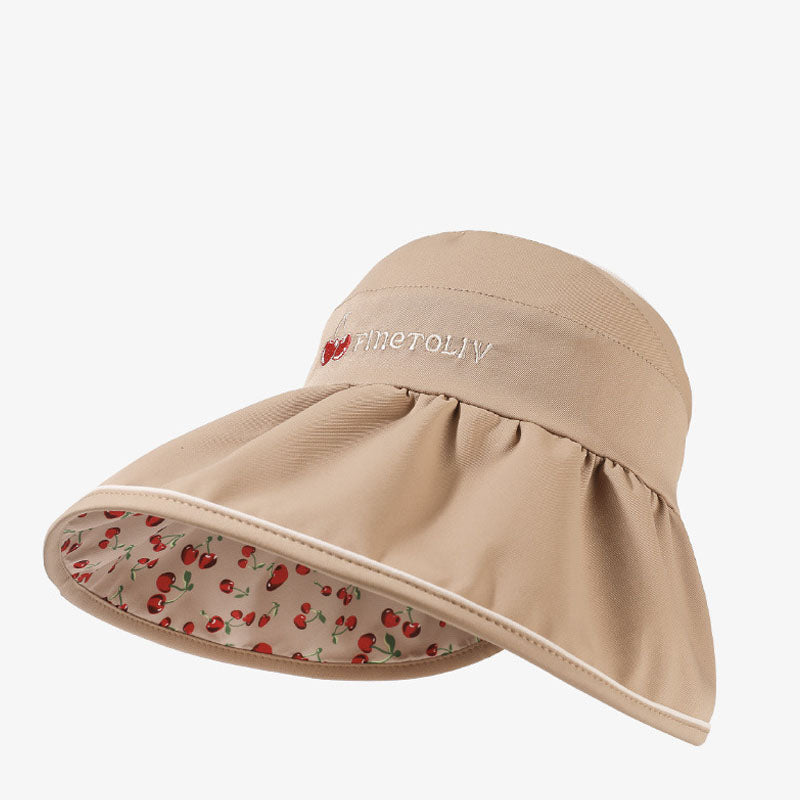 Casual Reversible Embroidery Wide Brim Sun Hat 8BK6HAT168T