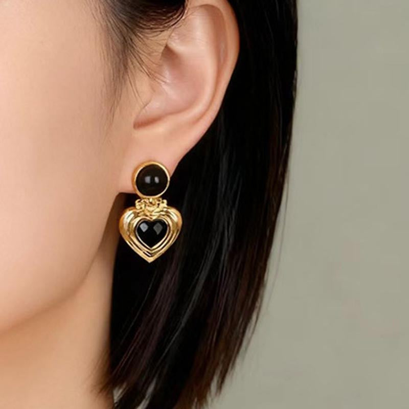 Retro Gold Heart Earrings - DippedShop Wholesale - #8323