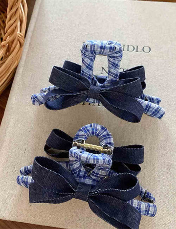 Elegant Bow Knot Plaid Hair Claw DP25F582