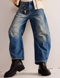 Washed Mid Rise Barrel Jeans - DippedShop Wholesale - #9491