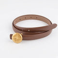 Casual Round Gold Buckle Skinny Leather Belt MK2LEEP6W6JBT31