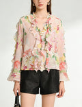 Floral Tiered Chiffon Blouse - DippedShop Wholesale - #2419
