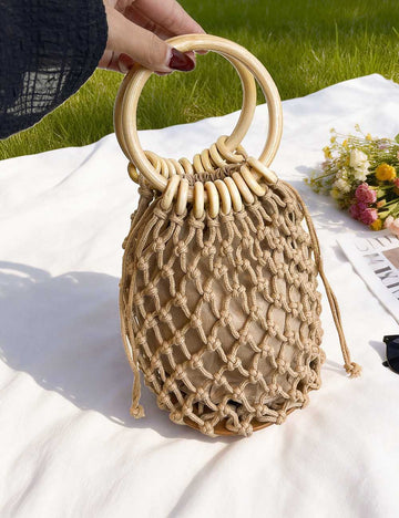 Straw Woven Beach Handbag - DippedShop Wholesale - #4723