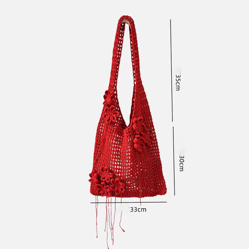 Crochet Flower Beach Tote Bag - DippedShop Wholesale - #8019