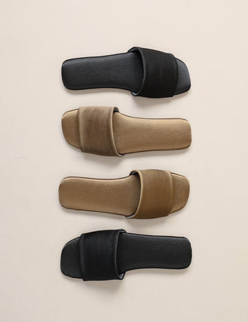 Elegant Solid Color Satin Open Toe Slippers DP25F915