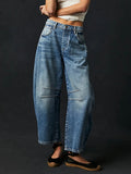 Washed Mid Rise Barrel Jeans - DippedShop Wholesale - #5139
