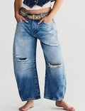 Washed Mid Rise Barrel Jeans - DippedShop Wholesale - #7795