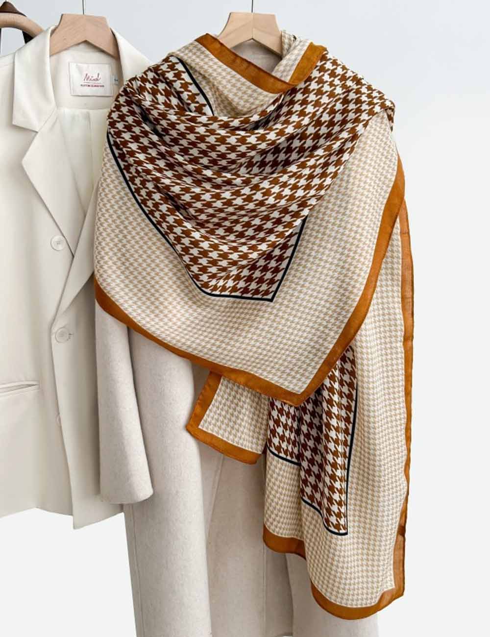 Color Block Plaid Silk Scarf - DippedShop Wholesale - #3267