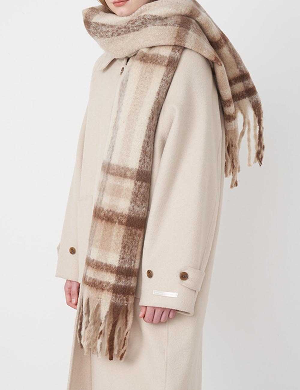 Soft Warm Faux Cashmere Plaid Tassel Scarf DP25F631