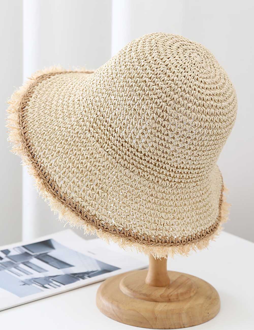 Wide Brim Straw Bucket Hat - DippedShop Wholesale - #5715