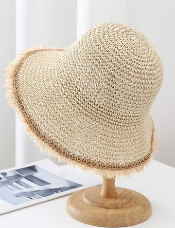 Wide Brim Straw Bucket Hat - DippedShop Wholesale - #5715