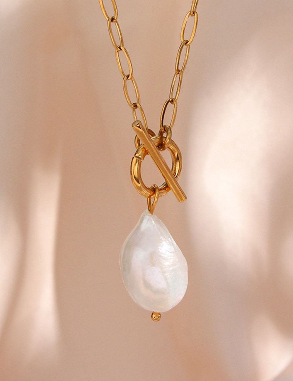 Baroque Pearl Gold Necklace - DippedShop Wholesale - #8931