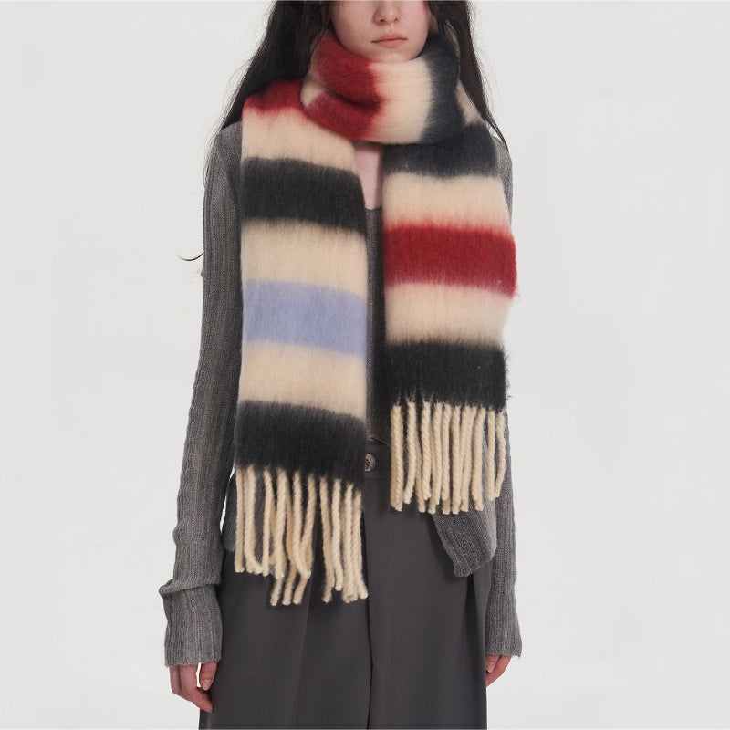 2+ Patchwork Striped Mohair Thick Scarves DPKS0908