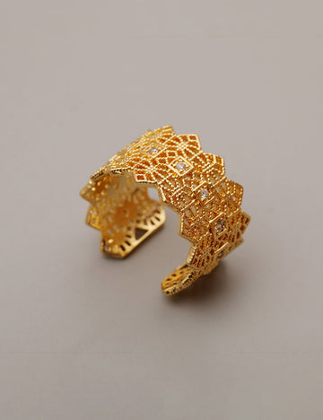 Minimalist Crown Zircon Open Adjustable Ring DP25D875