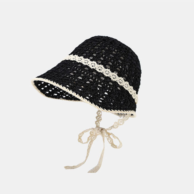 Lace Ribbon Beach Hat - DippedShop Wholesale - #6323