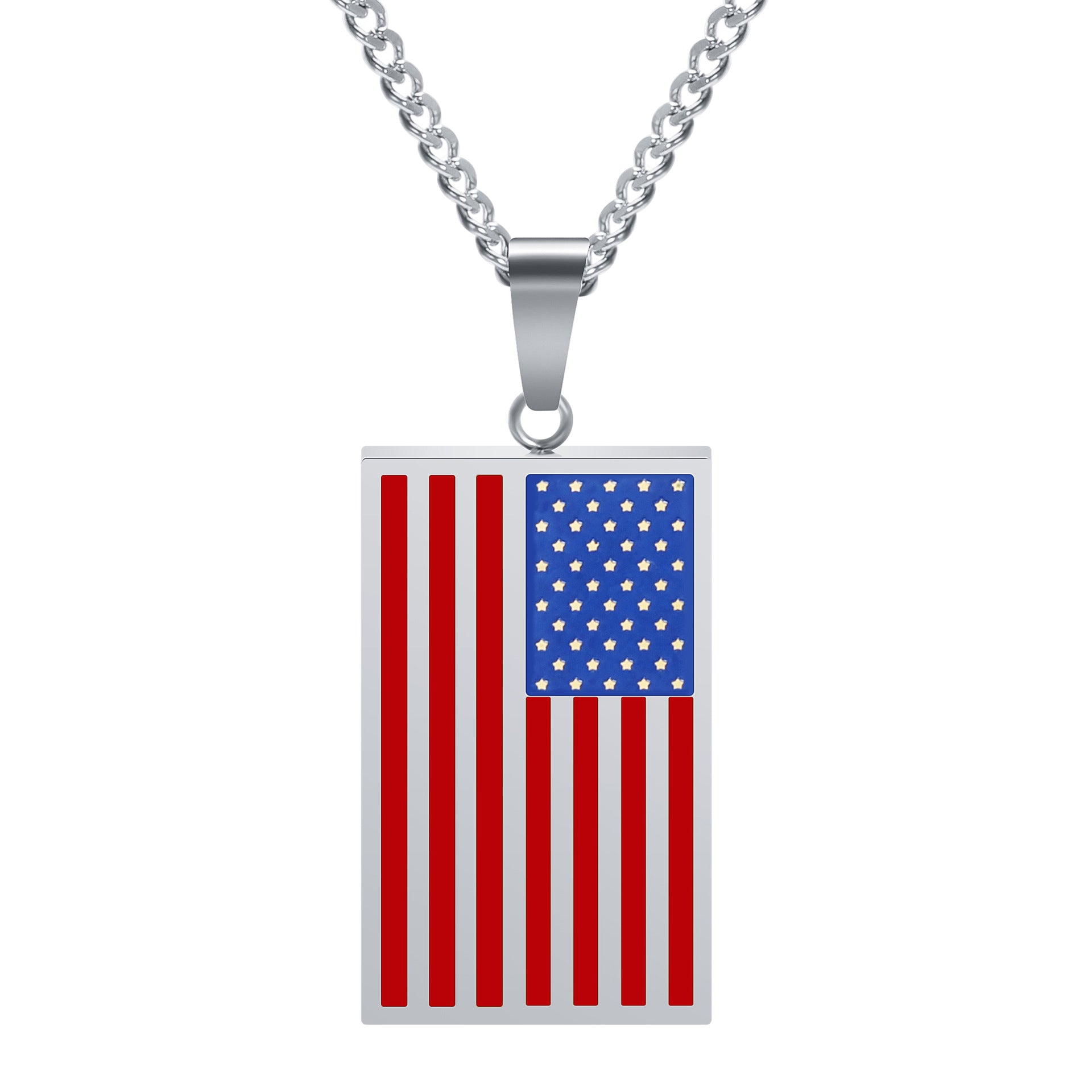Retro American Flag Geometric Pendant Necklace 8ZA6JNC283T