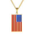 Retro American Flag Geometric Pendant Necklace 8ZA6JNC283T