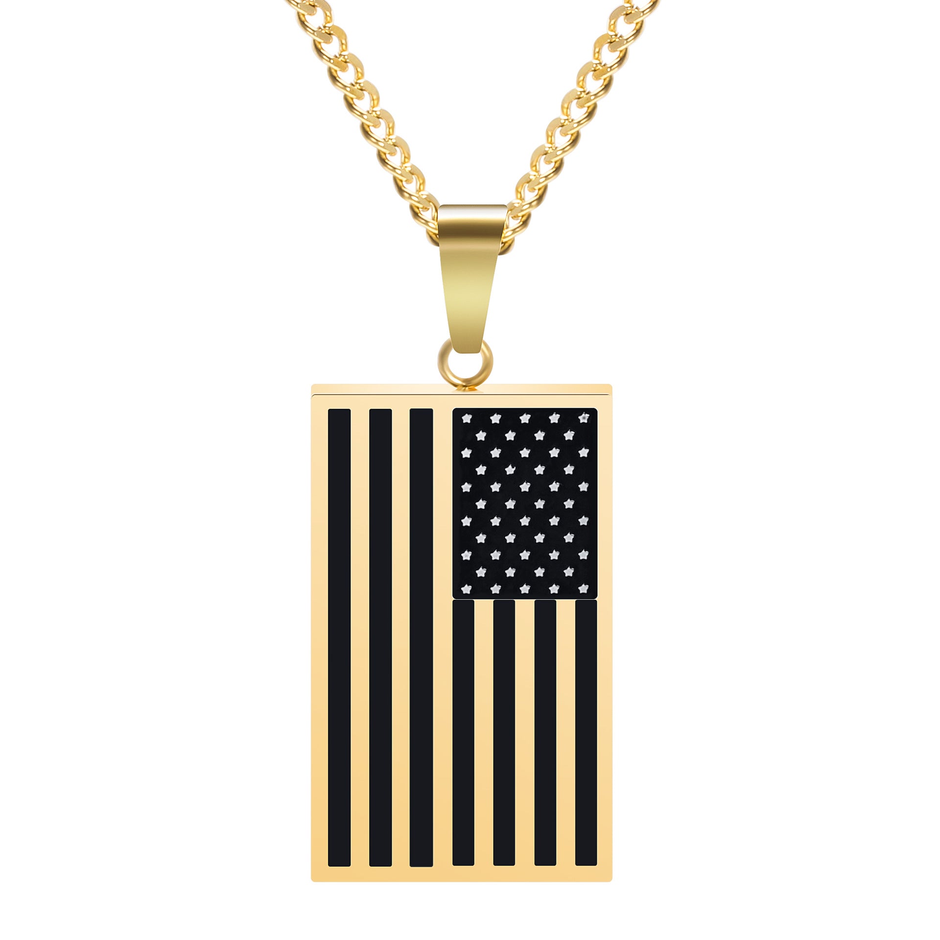 Retro American Flag Geometric Pendant Necklace 8ZA6JNC283T