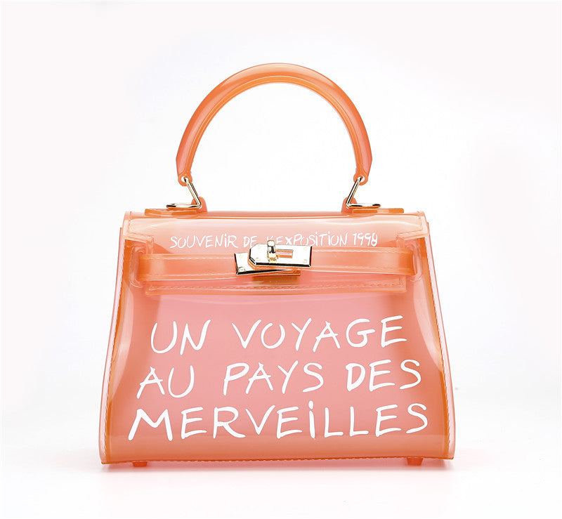 Trendy Letter Print Jelly PVC - DippedShop Wholesale - #6563