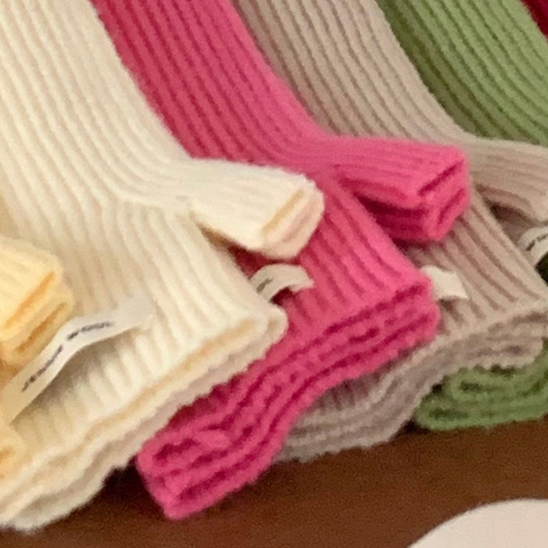 Simple Solid Color Fingerless Thicken Gloves 6W6GLO89