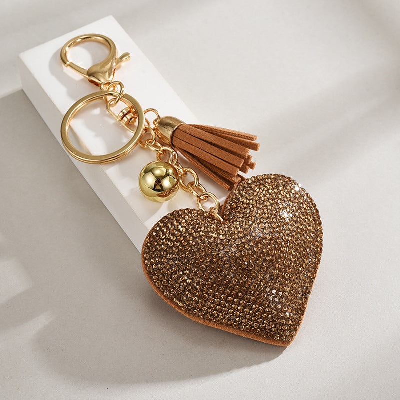 Rhinestone Heart Tassel Bag Charm - DippedShop Wholesale - #0339