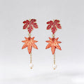 Maple Leaf Pearl Drop Earrings - DippedShop Wholesale - #1027