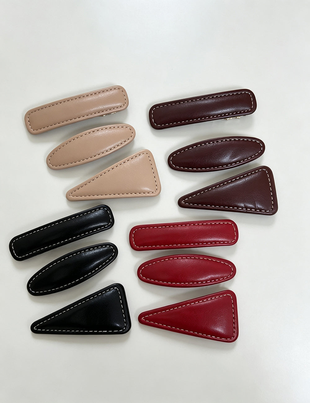Simple PU Leather Rectangle Snap Hair Clip 6W6HCP1624