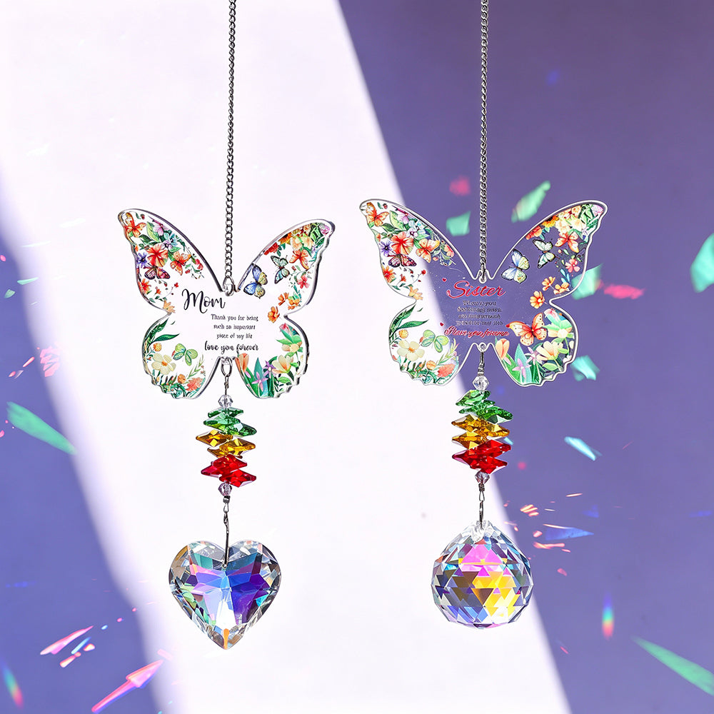 Colorful Butterfly Heart Crystal Hanging Sun Catcher 6H7HLS211