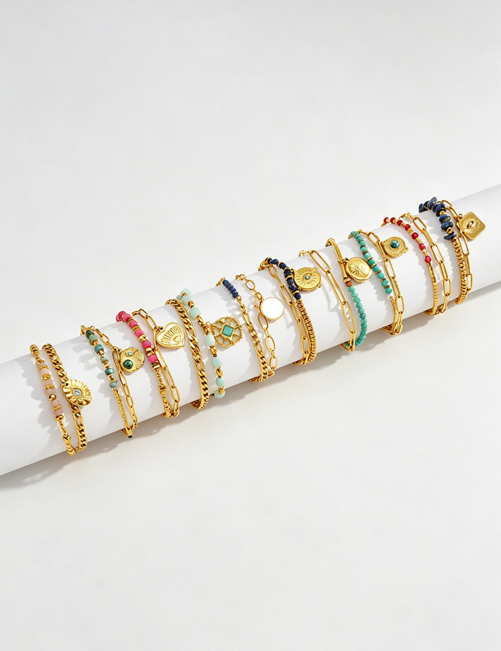Fresh Double-Layer Beaded Chain Bracelet 6W6JBR521