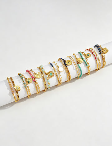 Fresh Double-Layer Beaded Chain Bracelet 6W6JBR521