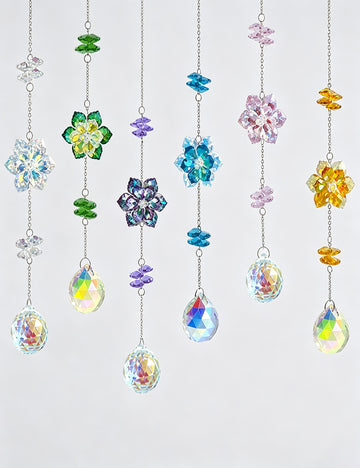Cute Flower Crystal Bead Window Hanging Suncatcher 6H7HLS197