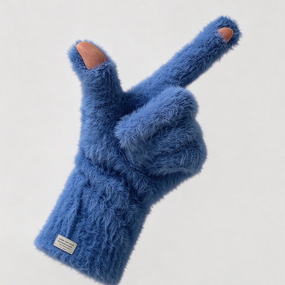 Fuzzy Plush Touchscreen Gloves - DippedShop Wholesale - #5123