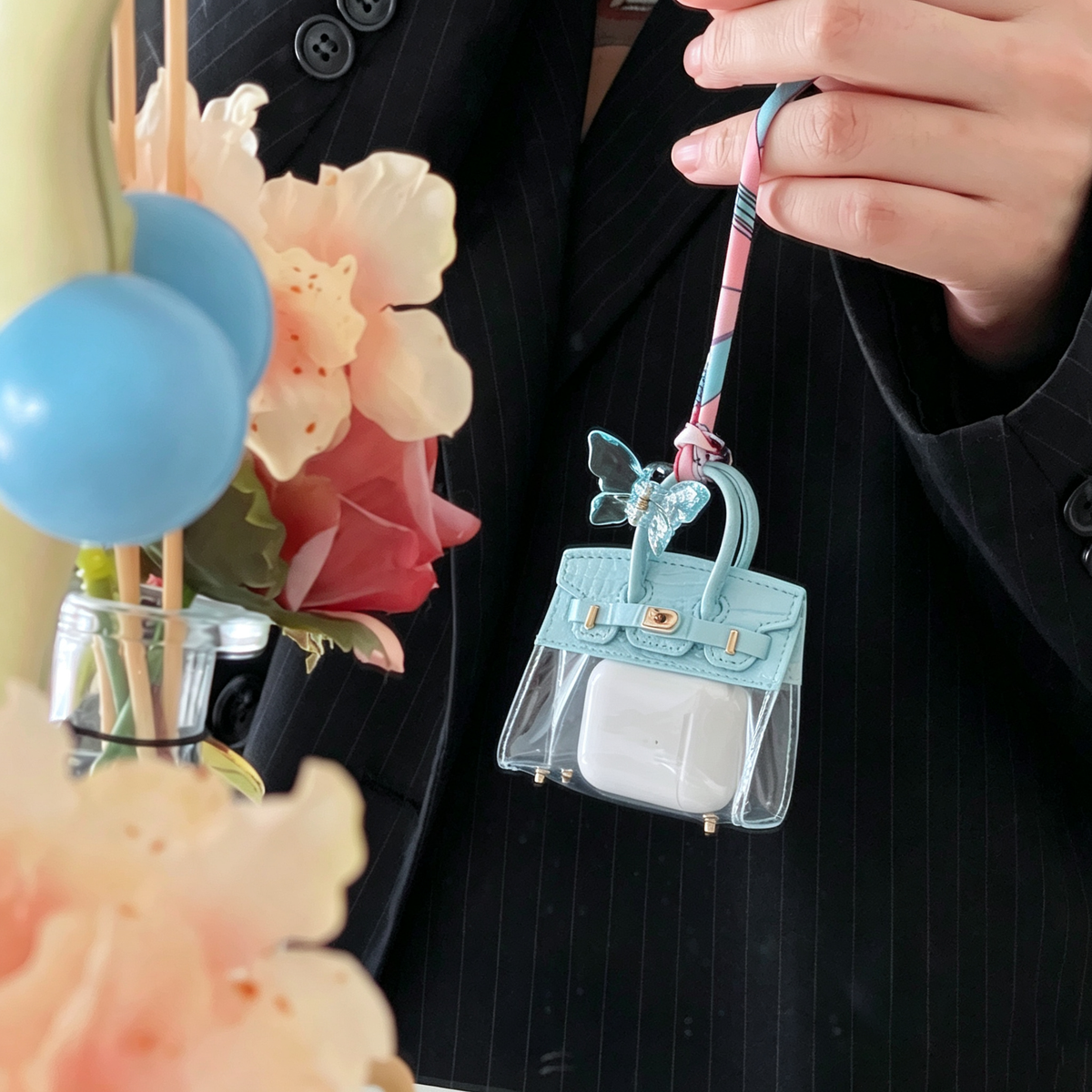 Cute Mini Clear Kelly Keychain Bag Charm 6W10BBG2115